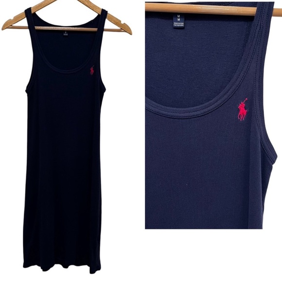 RALPH LAUREN Y2K Pima Cotton Ribbed Tank Dress Size Medium - Picture 1 of 8